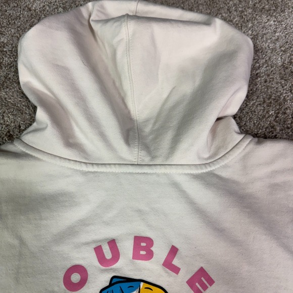 Baseballism Baseball Theme Youth Large Doubles & Bubbles Cream and Pink Hoodie - Picture 15 of 16